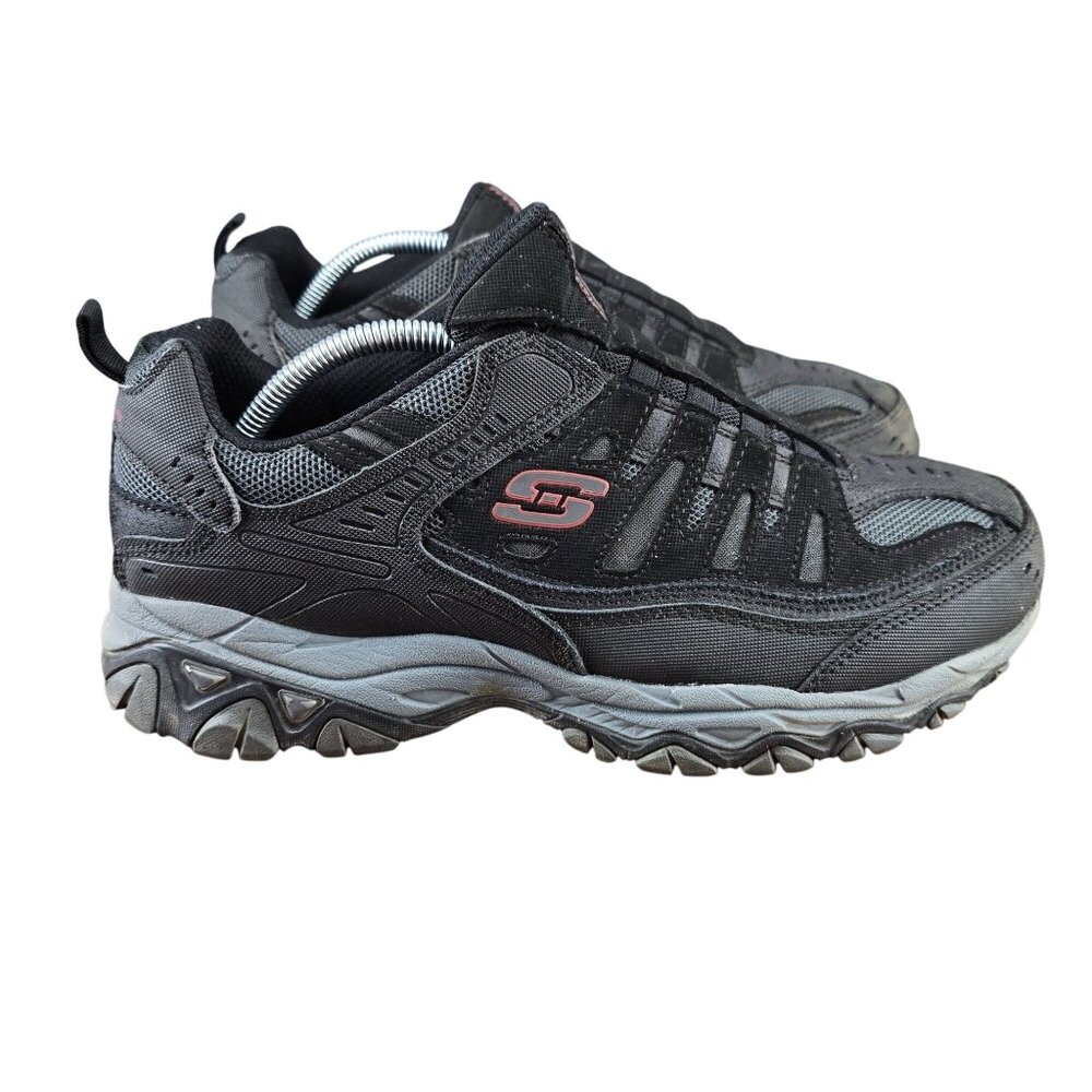 Skechers Mens Size 10 Athletic Sneakers Shoes Black Mesh & Leather Upper